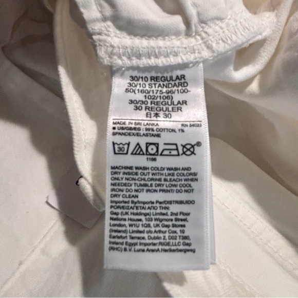 GAP Sz 30 90s Loose Mid Rise Raw Hem Slits 5 Pockets  White Jeans New with Tags - Picture 10 of 11